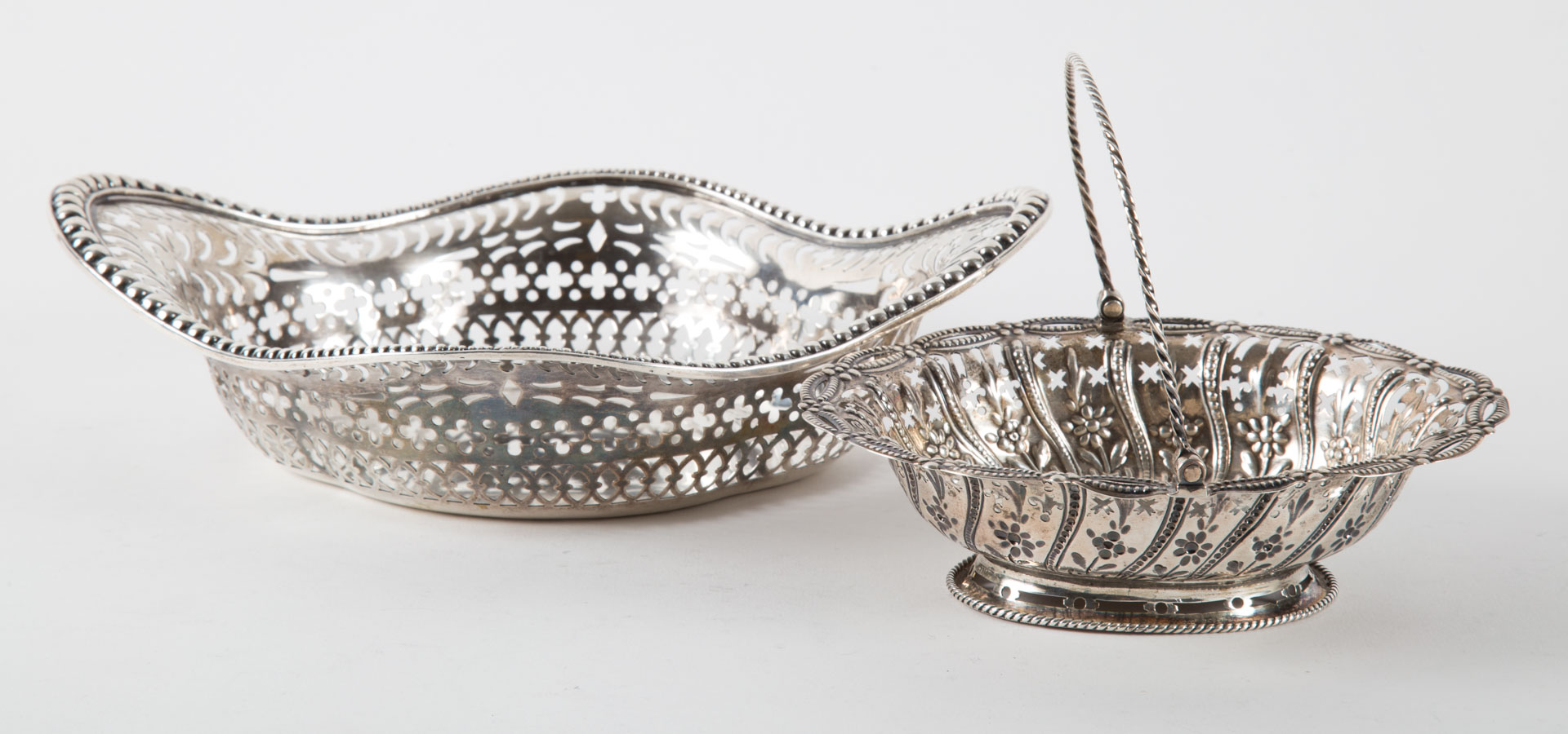 Appraisal: Sterling silver reticulated bowl and basket J E Caldwell sterling