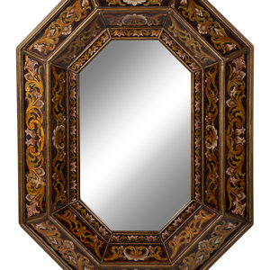 Appraisal: A Pair of Reverse Painted Glass Mirrors TH CENTURY Height