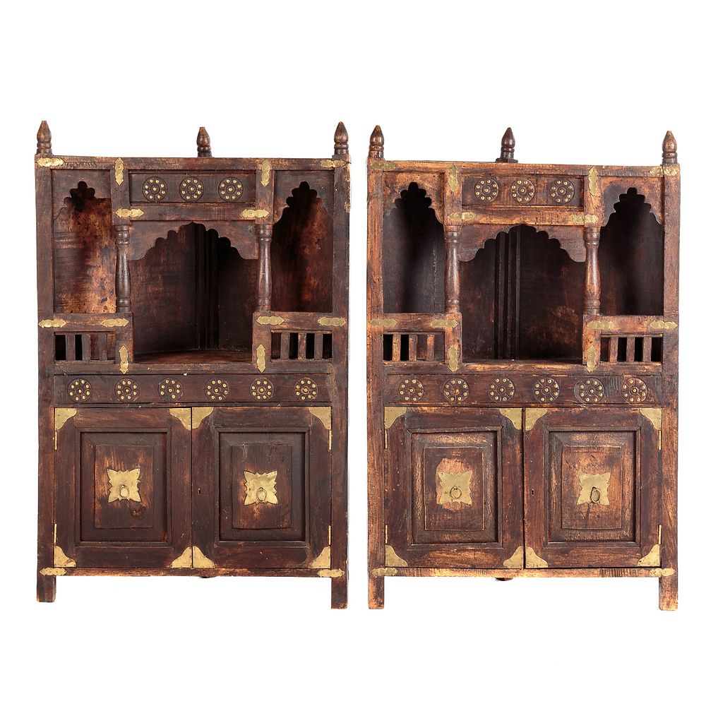 Appraisal: Pair of Jacobean Style Diminutive Cupboards in H in W