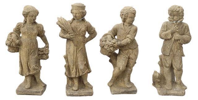 Appraisal: lot of Cast stone garden statuary The Four Seasons children