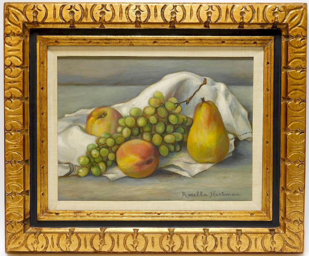 Appraisal: Rosella Hartman Realist Fruit Still Life Painting New York Kansas