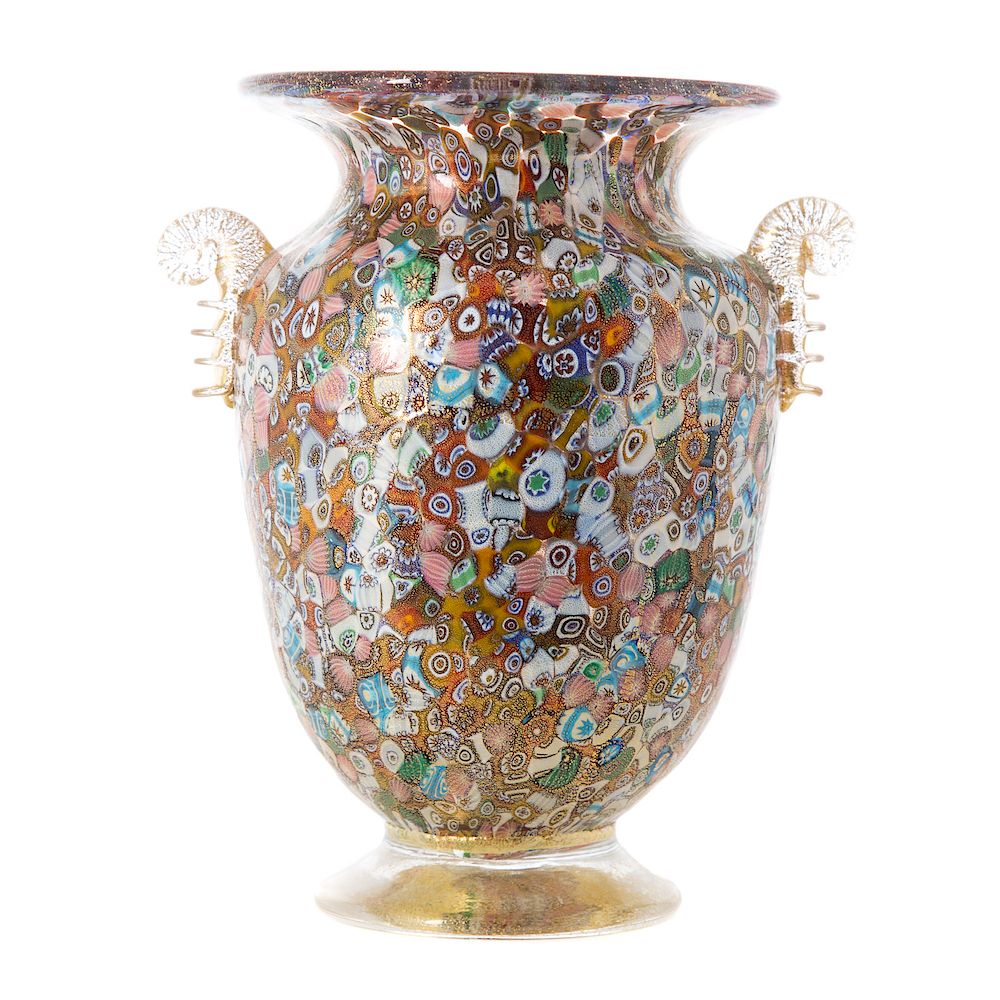 Appraisal: Murano Millefiori glass vase by Amadeo Rossetto elaborate vase with