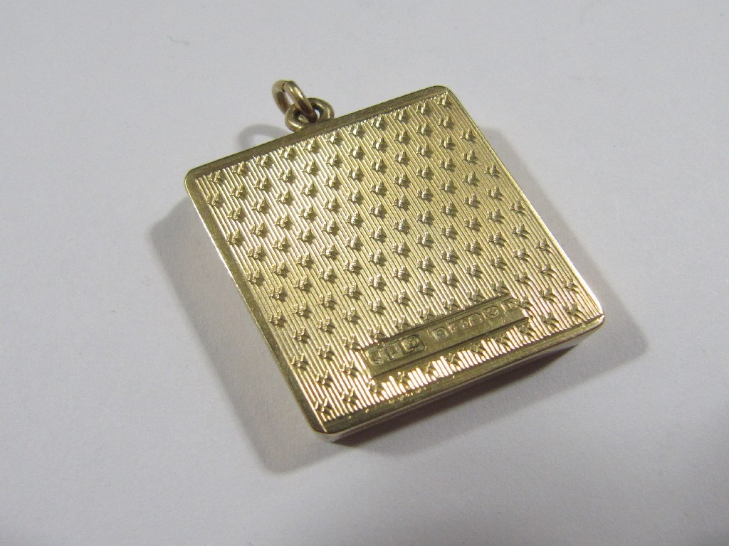 Appraisal: Nine carat gold stamp case with engine turned decoration Approximately