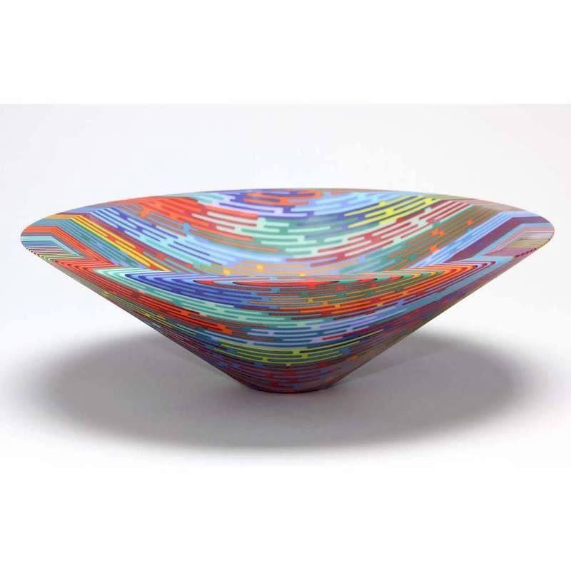 Appraisal: Kremer Glass Studios Rainbow Bowl multi colored cut and fused