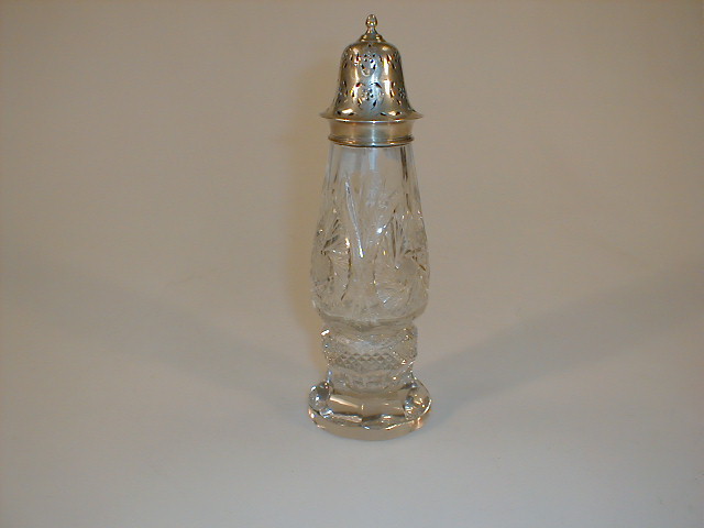 Appraisal: A George V cut crystal sugar castor with a pierced