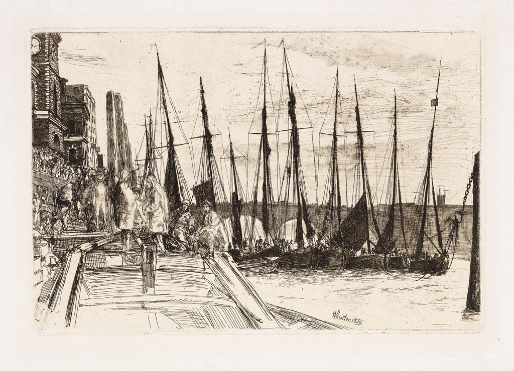 Appraisal: JAMES A M WHISTLER Billingsgate Etching printed in dark brownish