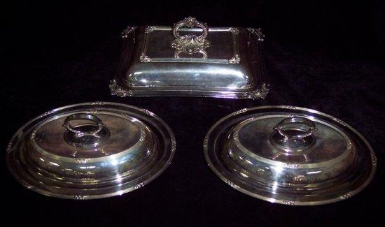 Appraisal: A pair of plated oval entr e dishes with detachable