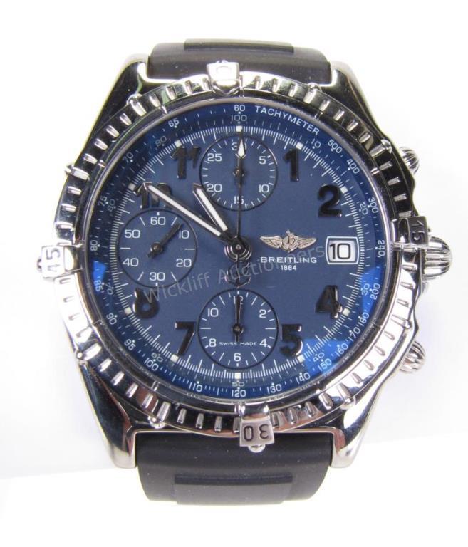 Appraisal: A gentleman's Breitling Chronomat watch with blue dial stainless steel