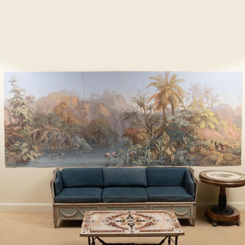 Appraisal: Group of Four Zuber Wallpaper Panels of Les Zones Terrestres