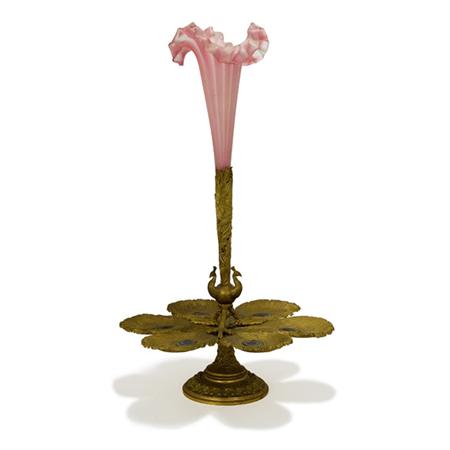 Appraisal: Art Nouveau Gilt-Bronze and Glass Epergne Estimate -