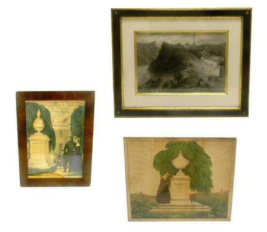 Appraisal: Early th C mourning and folk art three pieces personalized