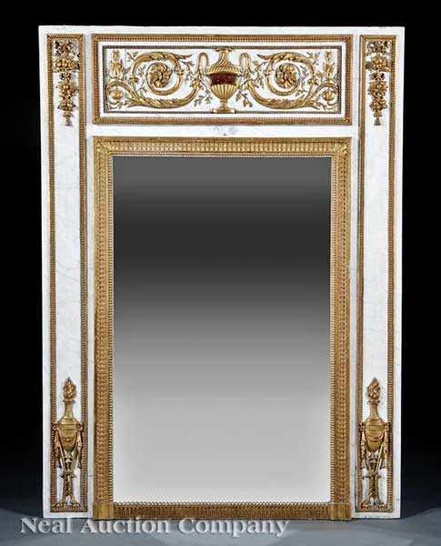 Appraisal: An Antique French Neoclassical-Style Carved Gilded and Faux Marbre Trumeau