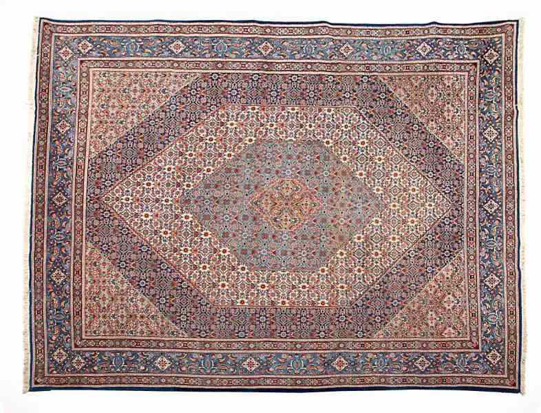 Appraisal: Modern Iranian Mashad Rugwith wool foundation designed with concentric hexagonal