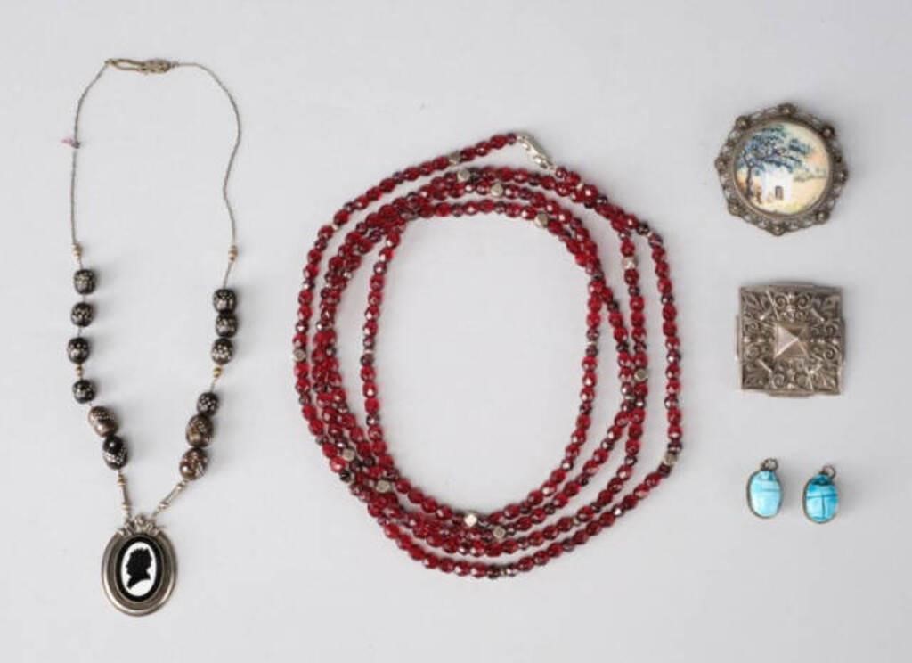 Appraisal: A lot of silver jewellery consisting of two unmarked silver