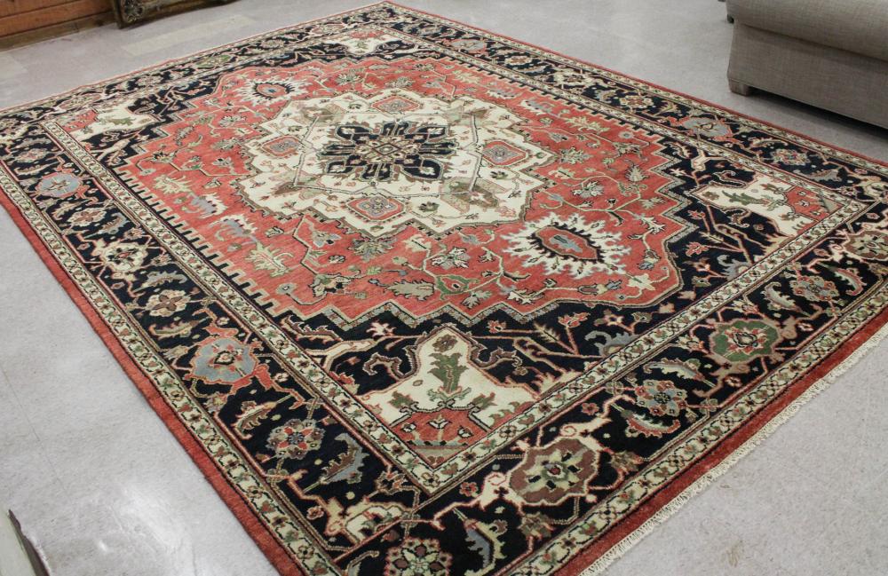 Appraisal: HAND KNOTTED ORIENTAL CARPET Indo-Persian overall stylized floral design on