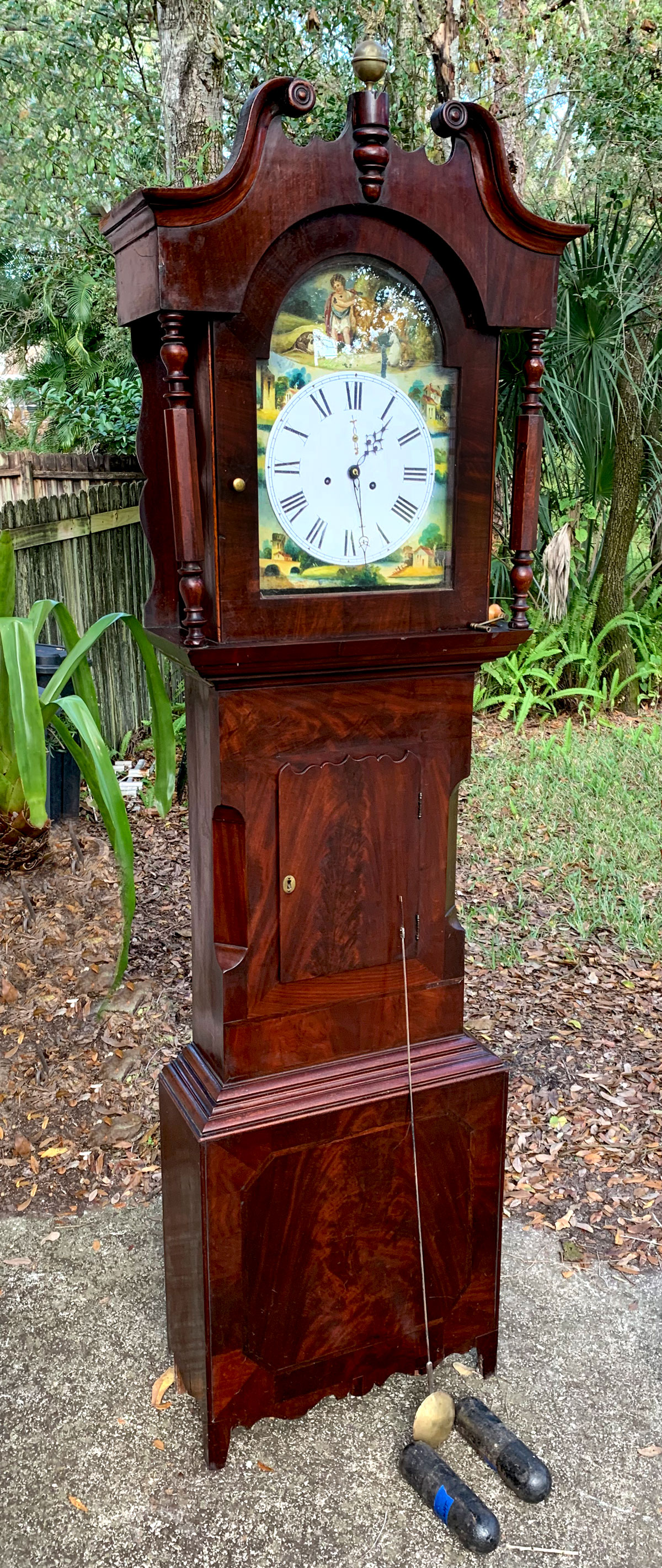 Appraisal: TH CENTURY LONG CASE CLOCK Surmounted by a scrolling crest