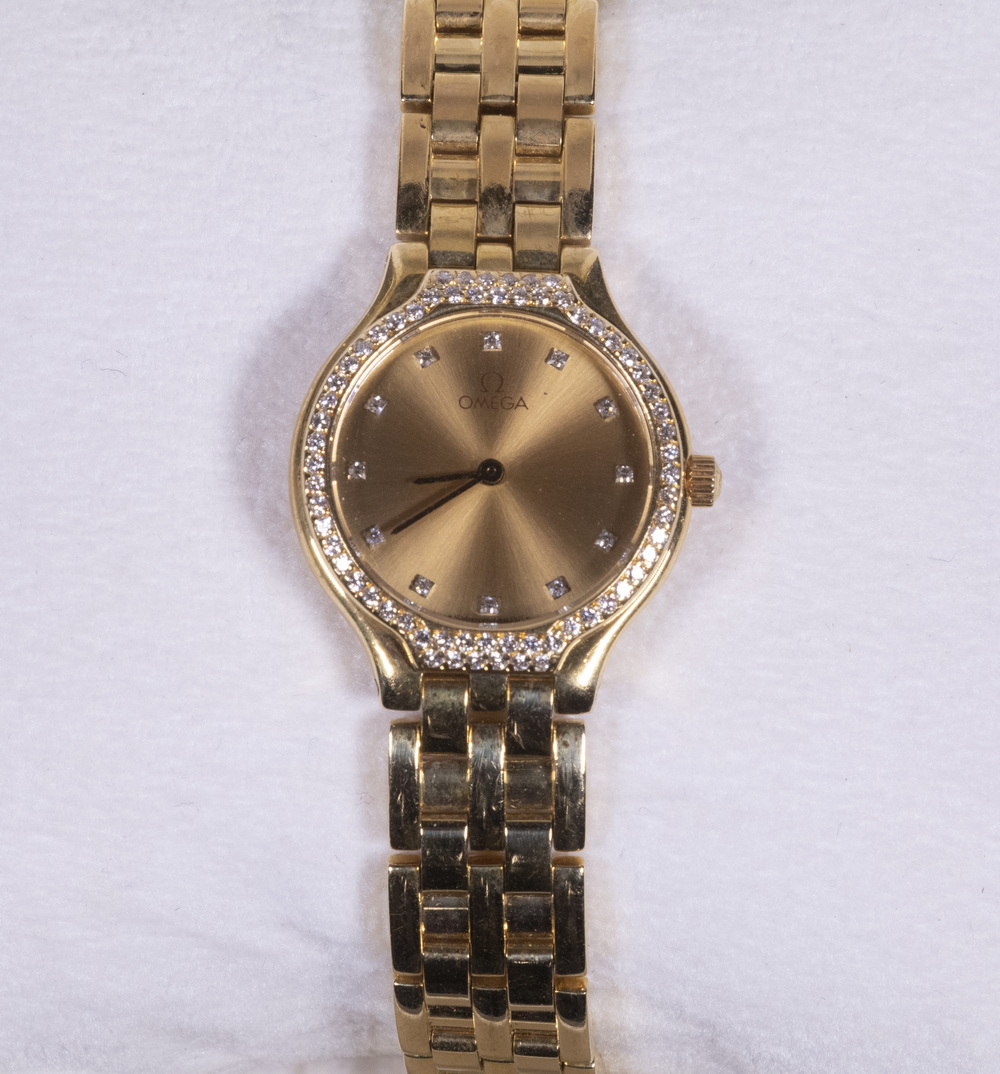 Appraisal: LADIES' OMEGA K GOLD DIAMOND WRISTWATCH Omega K Yellow Gold