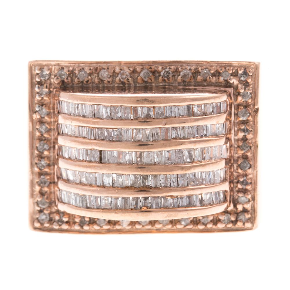 Appraisal: A Ladies Wide Rose Gold Diamond Band K rose gold