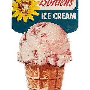 Appraisal: A Borden's Ice Cream Embossed Lithographed Tin Advertising Sign American