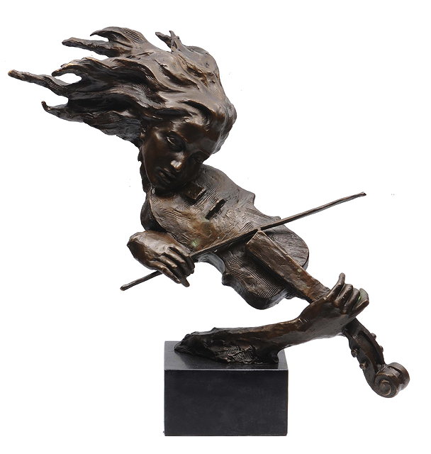 Appraisal: A CONTEMPORARY BRONZE SCULPTURE OF A GIRL with flowing hair