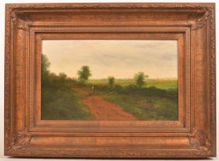 Appraisal: th Century Oil on Board Landscape Painting Signed lower left