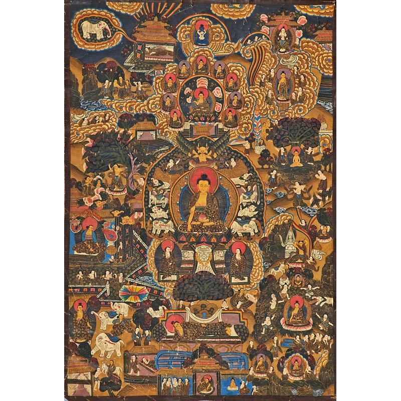 Appraisal: TH TH C TIBETAN THANGKA PAINTING Condition Report