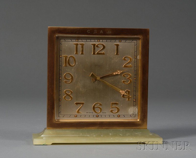 Appraisal: Art Deco S Kirk Son Desk Clock Brass bronze glass