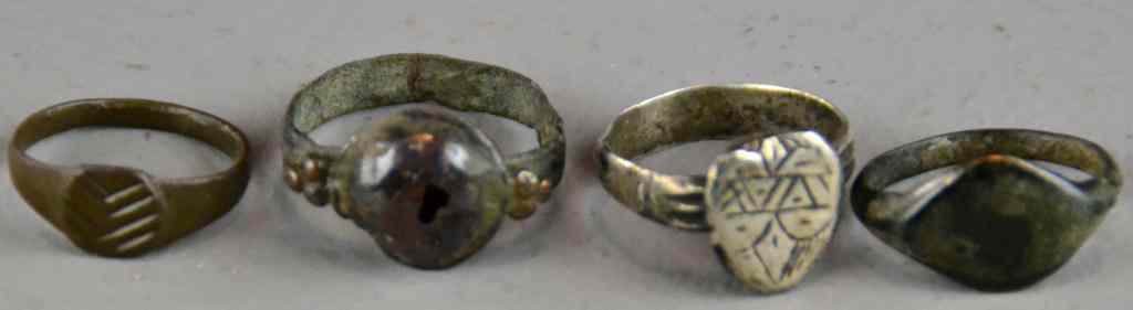 Appraisal: Medieval Bronze RingsTo include four ancient rings from the Adriatic