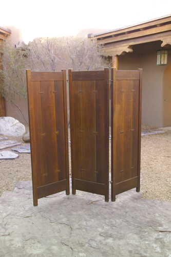 Appraisal: GUSTAV STICKLEY Rare three-panel chamfered screen with butterfly joints Excellent