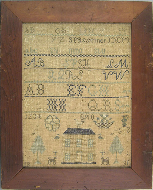 Appraisal: Pennsylvania silk on linen sampler wrought by S Missemer with