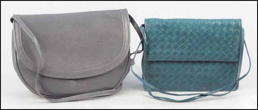 Appraisal: BOTTEGA VENETA TEAL WOVEN LEATHER SHOULDER BAG Together with a