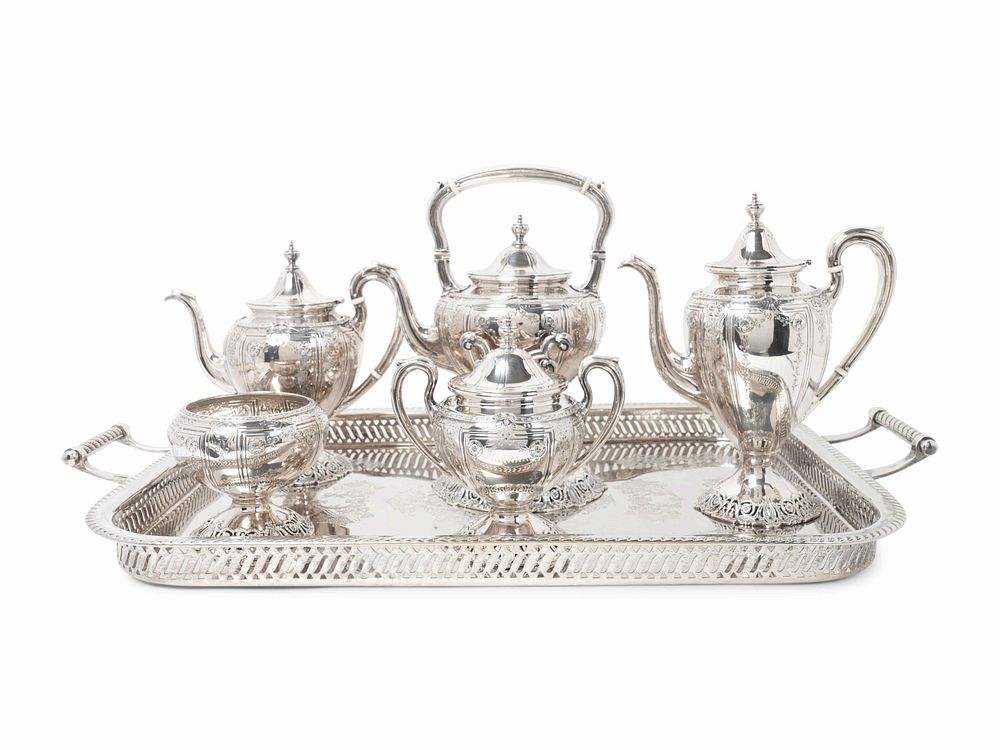 Appraisal: A Dominick Haff Silver Five-Piece Tea and Coffee Service With