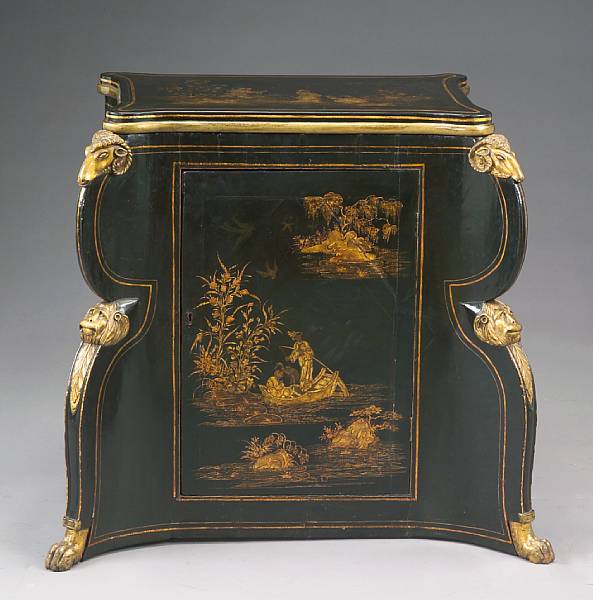 Appraisal: An unusual Neoclassical gilt bronze mounted and lacquered chinoiserie cabinet