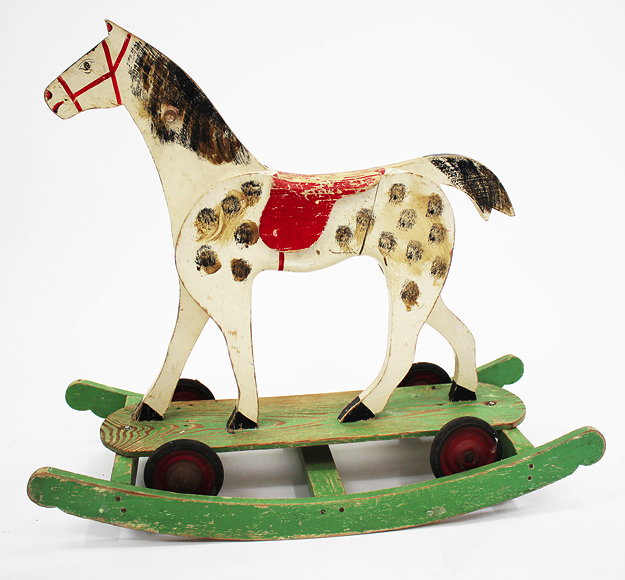 Appraisal: A FRENCH WOODEN PAINTED CHILD'S ROCKING HORSE approximately cm long