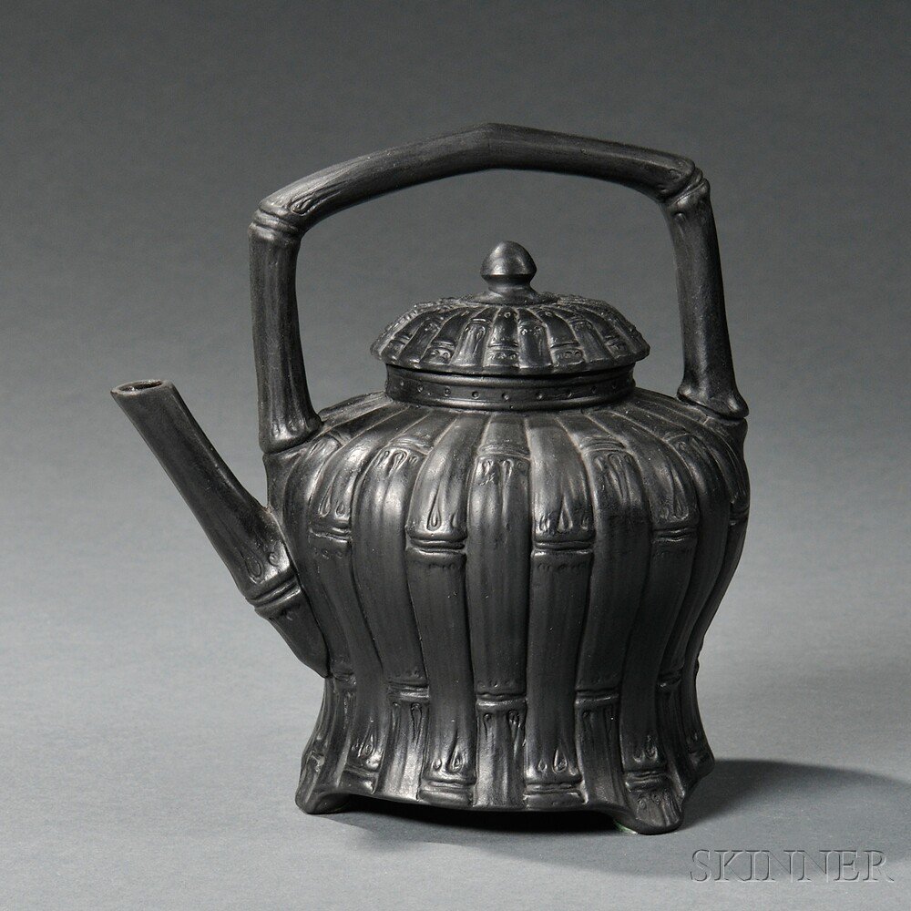 Appraisal: Wedgwood Black Basalt Tea Kettle and Cover England c simulated