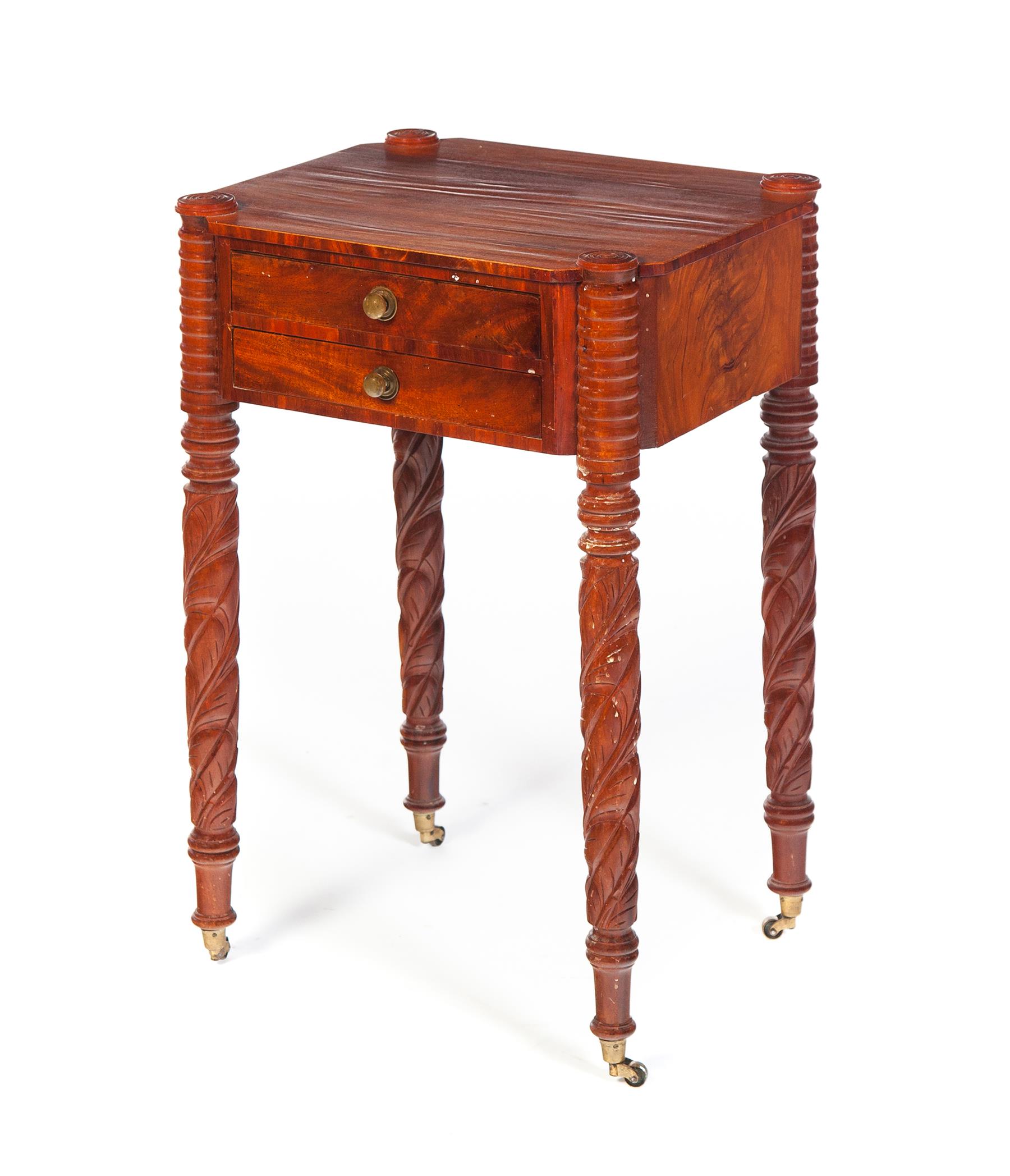 Appraisal: AMERICAN CLASSICAL TWO-DRAWER STAND Second quarter th century mahogany and