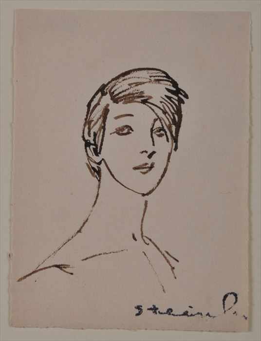 Appraisal: TH OPHILE-ALEXANDRE STEINLEN - PORTRAIT OF A YOUNG WOMAN Pen