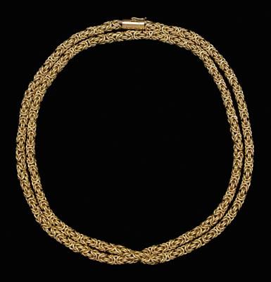 Appraisal: kt yellow gold byzantine design necklace tested barrel clasp grams