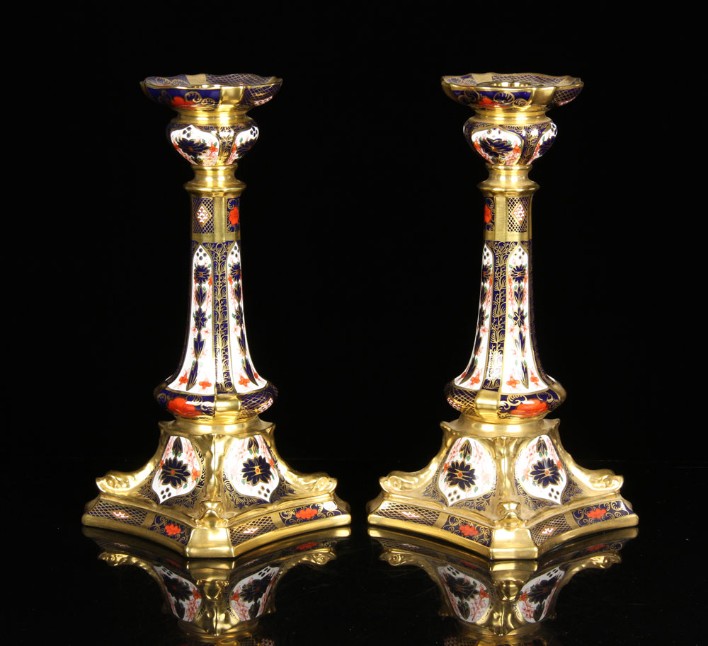 Appraisal: - Pr Royal Crown Derby Candlesticks Pair of Royal Crown