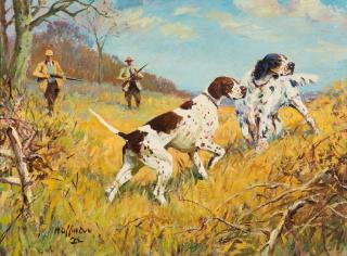 Appraisal: FRANK B HOFFMAN - Fall Outing - Dogs on Pointoil