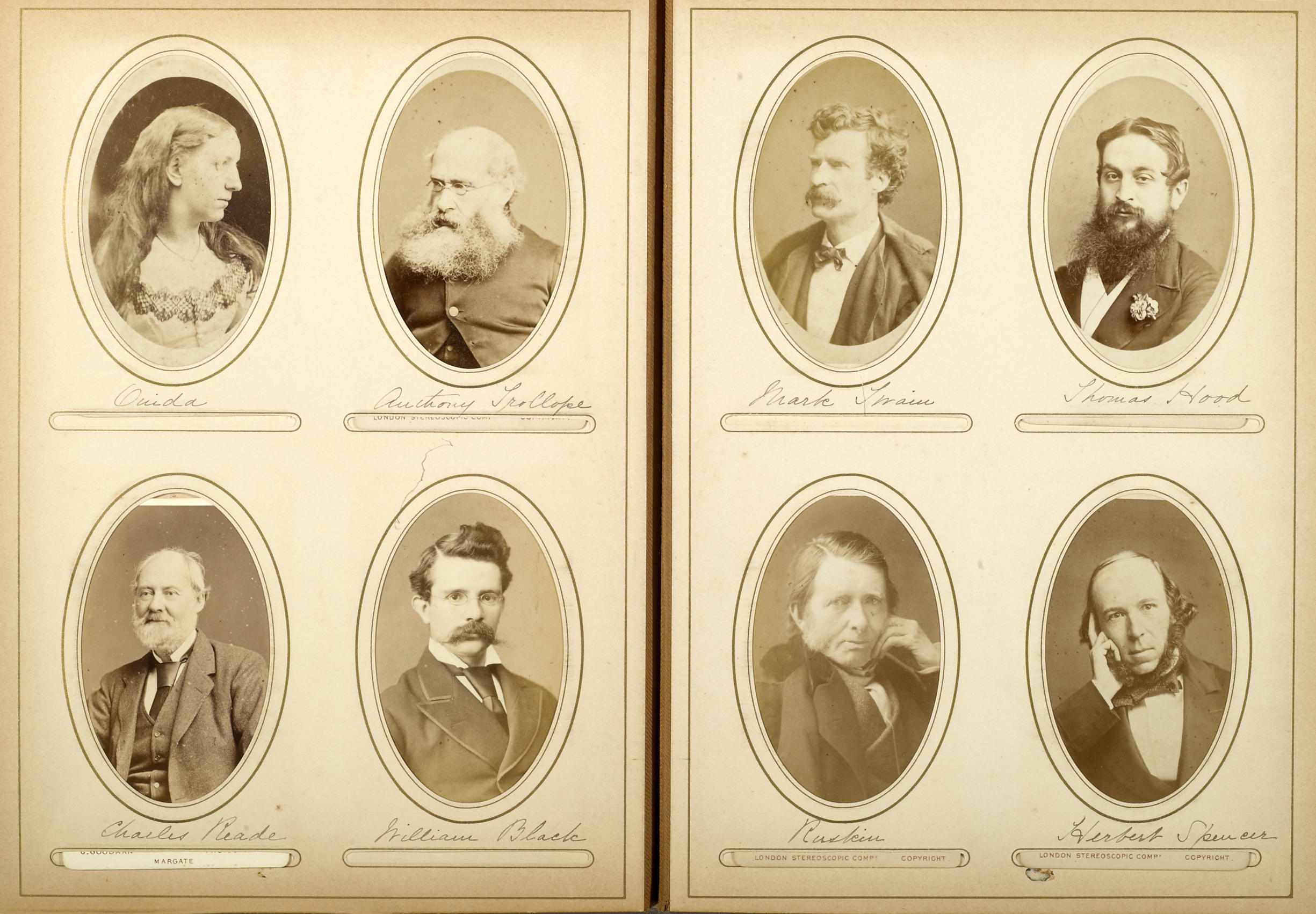 Appraisal: PHOTOGRAPHSAUTHORS ARTISTS COMPOSERS Album containing albumen print cartes-de-visite and cabinet