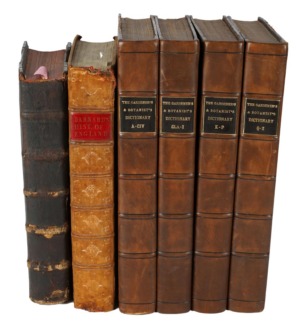 Appraisal: SIX ANTIQUE LEATHER-BOUND BOOKScomprising Miller Philip and Thomas Martyn The