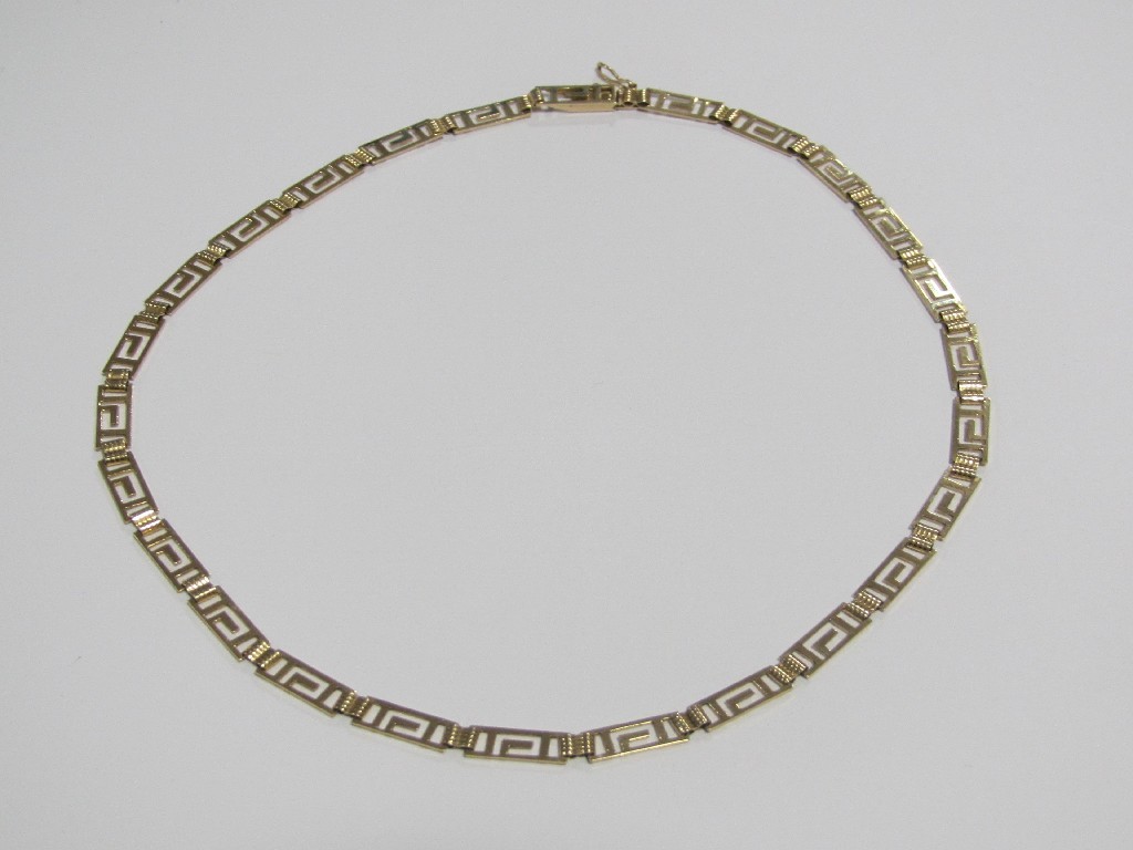 Appraisal: Fourteen carat gold Greek key link necklace Approximately gms