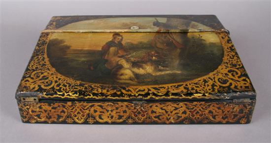 Appraisal: A Victorian Papier Mache Painted and Parcel Gilt Lap Desk