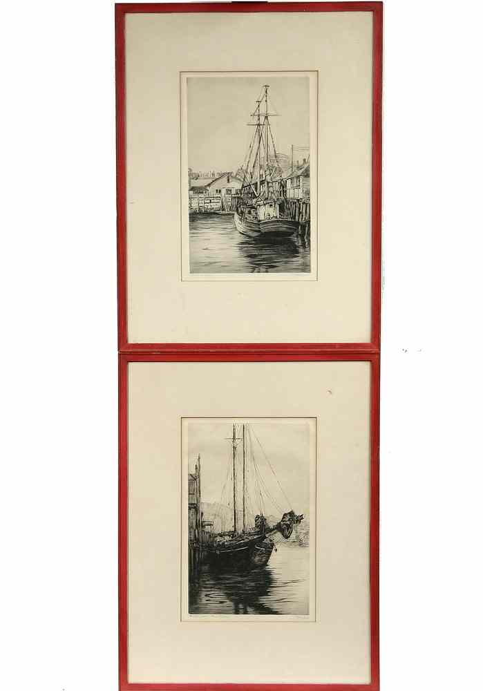 Appraisal: ETCHINGS - 'Rockland Maine' 'Camden Maine Three Sisters' both signed