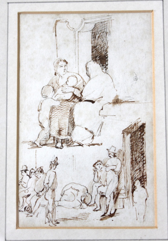 Appraisal: thC English School A sketch of figures sepia ink cm