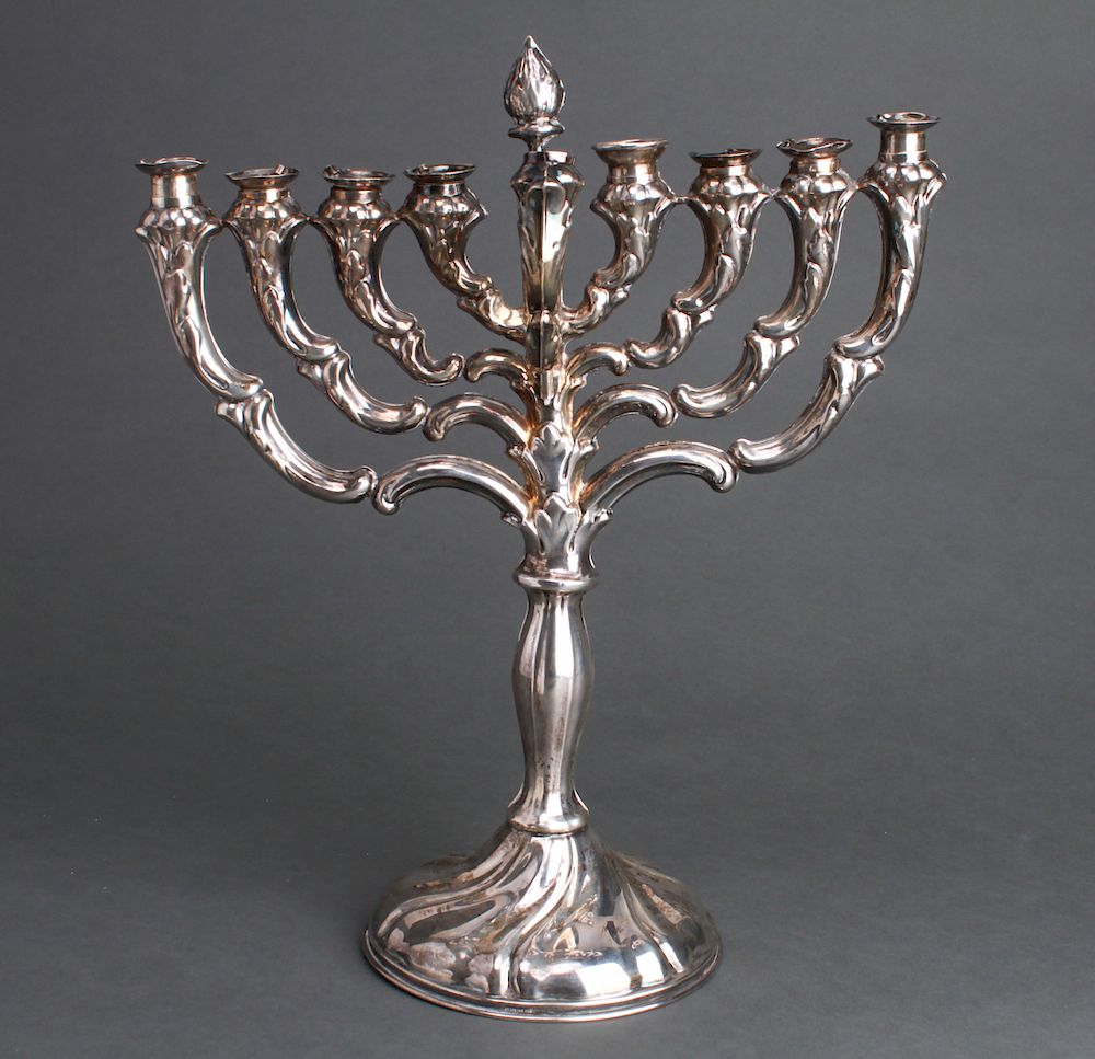 Appraisal: Judaica Sterling Silver Menorah Judaica sterling silver menorah with removable