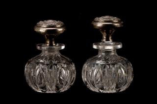 Appraisal: Pair Gorham Sterling Mounted Cut Glass Perfumes Gorham American founded