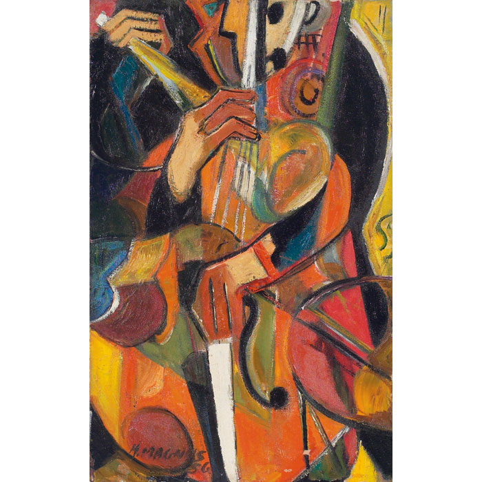 Appraisal: H Magnus American th century Musician oil on canvas x