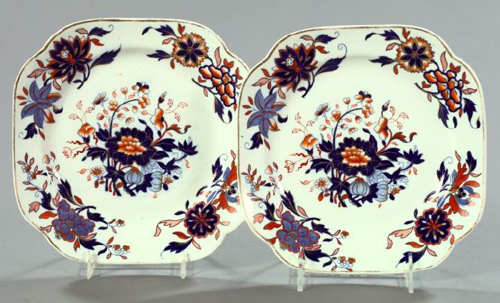 Appraisal: Pair of Spode Porcelain Square Dessert Plates second quarter th